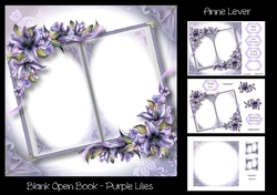 Blank Open Book - Purple Lilies