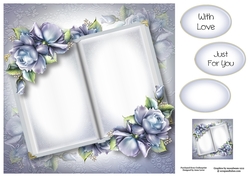 Blank Open Book - Blue Roses 8x8