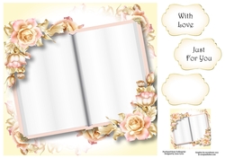 Blank Open Book - Pink & Gold Roses 8x8