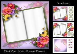 Blank Open Book - Summer Flowers