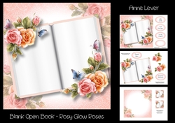 Blank Open Book - Rosy Glow Roses