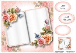 Blank Open Book - Rosy Glow Roses 8x8