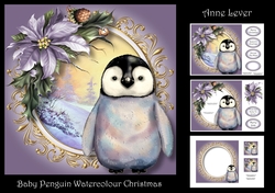 Baby Penguin Watercolour Christmas
