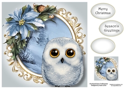 Baby Snowy Owl Watercolour Christmas 8x8