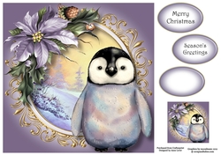 Baby Penguin Watercolour Christmas 8x8