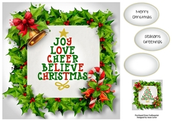 Festive Holly Frame - Joy, Love, Cheer 8x8