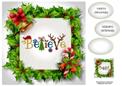 Festive Holly Frame - Believe 8x8