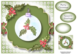 Frosted Glass Bauble - Holly 8x8
