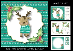Cute Teal Christmas Jumper Reindeer