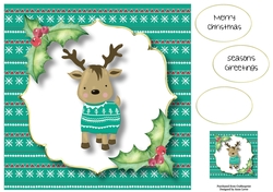 Cute Teal Christmas Jumper Reindeer 8x8