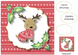 Cute Pink Christmas Jumper Reindeer 8x8