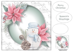 The Snowman & Poinsettias 8x8