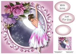 Beautiful Ballerina With Belle Epoque Roses 8x8