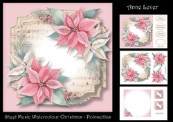 Sheet Music Watercolour Christmas - Poinsettias