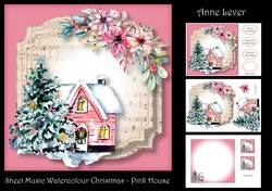 Sheet Music Watercolour Christmas - Pink House