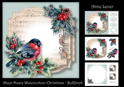 Sheet Music Watercolour Christmas - Bullfinch