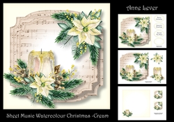 Sheet Music Watercolour Christmas - Cream