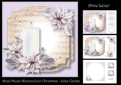 Sheet Music Watercolour Christmas - Lilac Candle