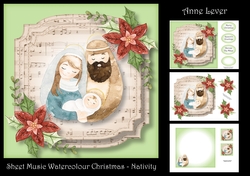 Sheet Music Watercolour Christmas - Nativity
