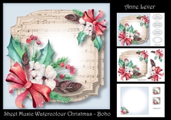 Sheet Music Watercolour Christmas - Boho