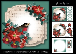 Sheet Music Watercolour Christmas - Vintage