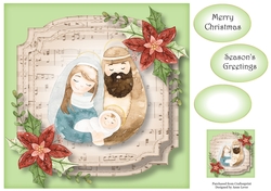 Sheet Music Watercolour Christmas - Nativity 8x8