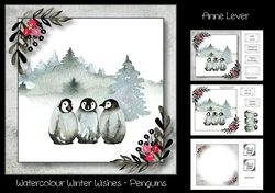 Watercolour Winter Wishes - Penguins