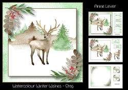 Watercolour Winter Wishes - Stag
