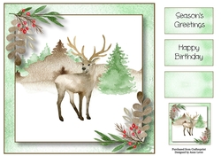 Watercolour Winter Wishes - Stag 8x8