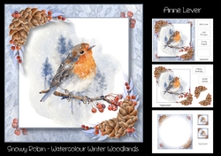 Snowy Robin - Watercolour Winter Woodlands