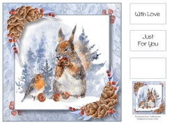 Squirrel & Friend - Watercolour Winter Woodlands 8x8