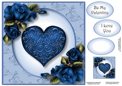 Embossed Blue Heart 8x8