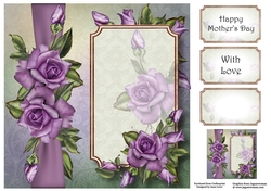Panel & Bow - Heritage Roses 8x8