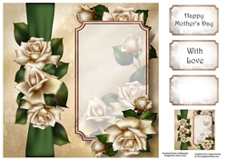 Panel & Bow - Antique Roses 8x8