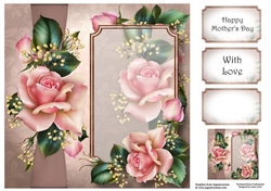Panel & Bow - Downton Roses 8x8