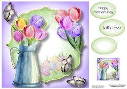 Vintage Water Jug - Tulips 8x8