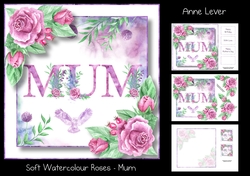 Soft Watercolour Roses - Mum