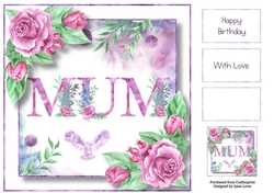 Soft Watercolour Roses - Mum 8x8