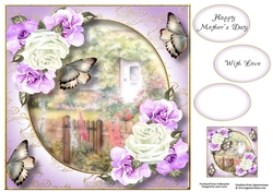 Rose Cottage Flutters - Purple Roses 8x8