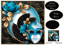 Masked Valentine - Blue Roses 8x8