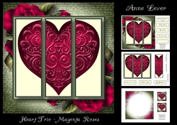 Heart Trio - Magenta Roses