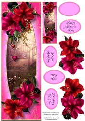 Lge DL Red & Hot Pink Lilies