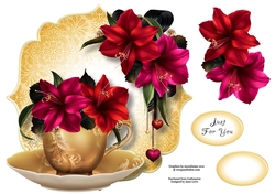 Teacup & Saucer - Red & Hot Pink Lilies