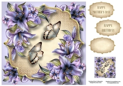 Lilies, Burlap & Butterflies 8x8
