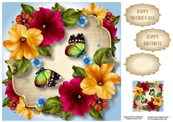 Petunias, Burlap & Butterflies 8x8