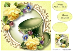 Fabulous Hat & Yellow Roses 8x8