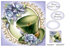 Fabulous Hat & Blue Roses 8x8