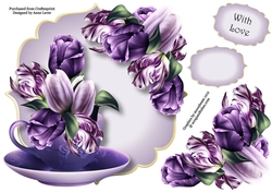 Teacup & Saucer - Gorgeous Purple Tulips