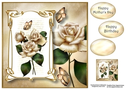 Art Nouveau Ivory Roses 8x8