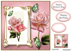 Art Nouveau Edwardian Roses 8x8